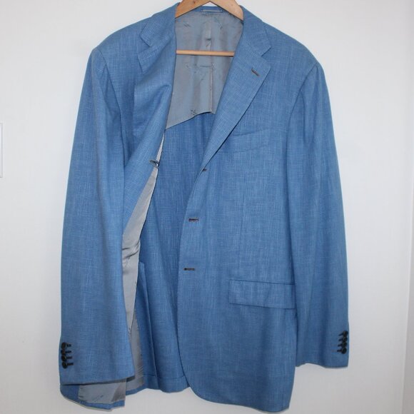 KITON Sky Blue Cashmere Linen 3-button sport coat - Picture 2 of 9